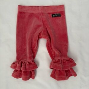 Matilda Jane Coral Velour Benny Ruffle Pants, Sz 12 mo